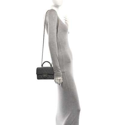Chanel Lambskin Quilted Mini Top Handle Rectangular Flap Dark Grey 2 of 13