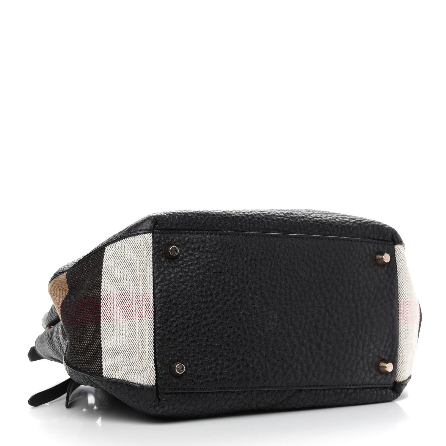 Burberry Grainy Calfskin House Check Small Maidstone Black 4 of 8