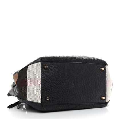 Burberry Grainy Calfskin House Check Small Maidstone Black 4 of 8