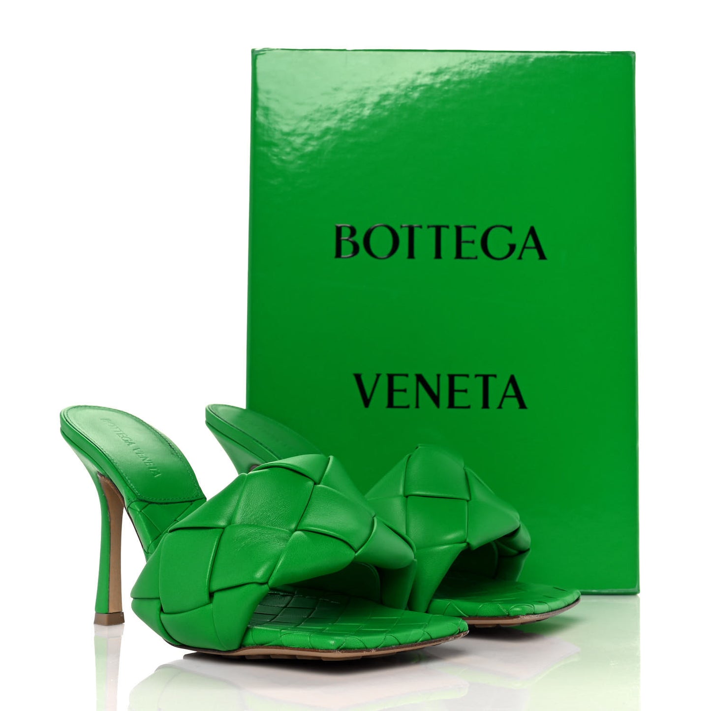Nappa Maxi Intrecciato Lido 90mm Mule Sandals 38 Grass