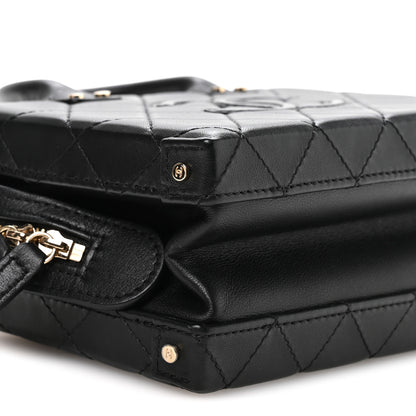 Chanel Calfskin Quilted Small Studded Square Vanity Case Black 9 of 10
