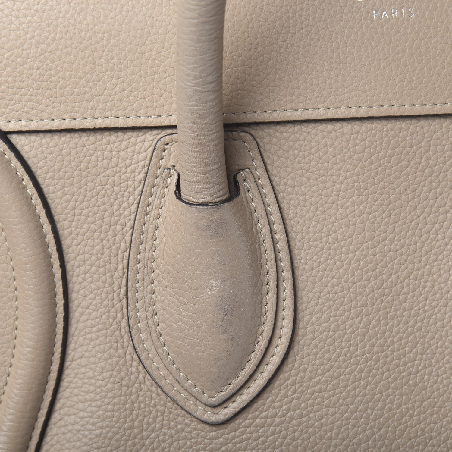 Celine Drummed Calfskin Mini Luggage Dune 7 of 23