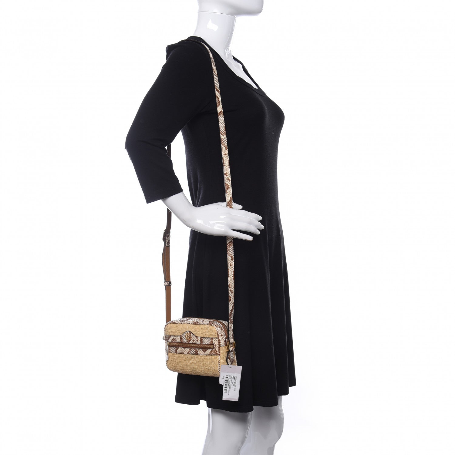 Gucci Raffia Elaphe Mini Ophidia Shoulder Bag Natural Cream Brown 2 of 11