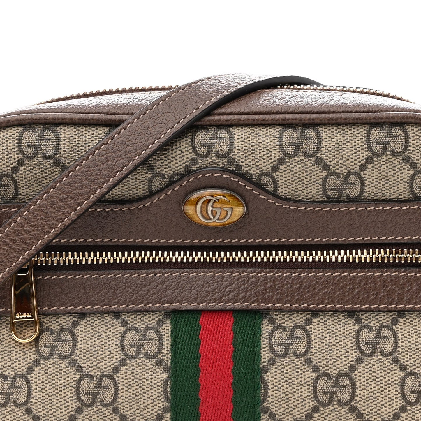 GG Supreme Monogram Web Mini Ophidia Shoulder Bag Brown