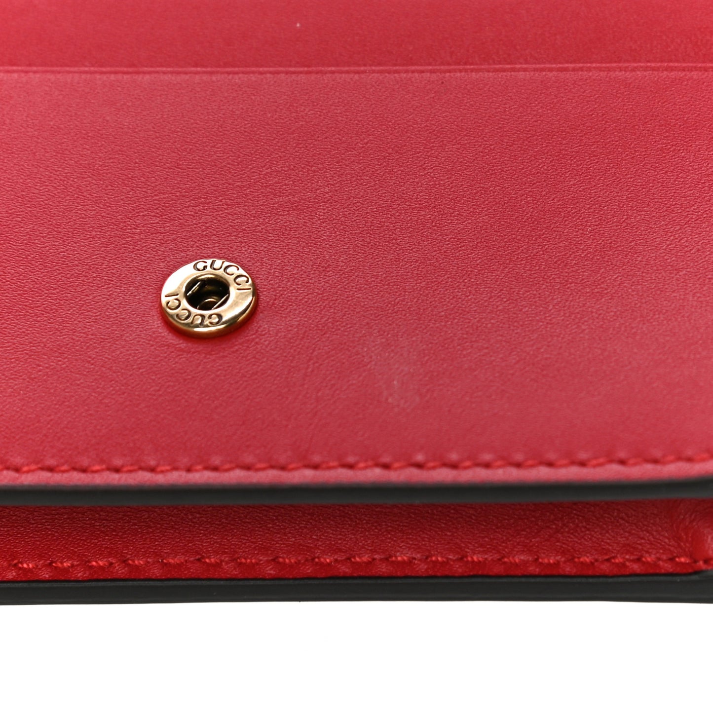 GG Supreme Monogram Cherry Embellished Card Case Wallet Hibiscus Red