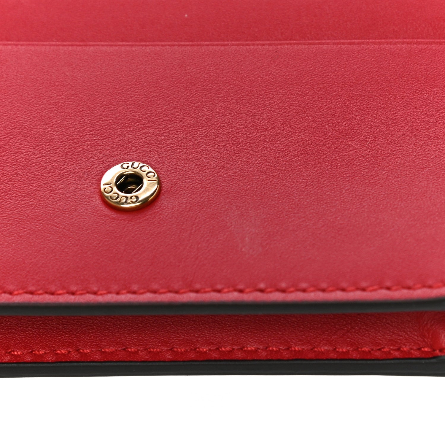 Gucci GG Supreme Monogram Cherry Embellished Card Case Wallet Hibiscus Red 7 of 10