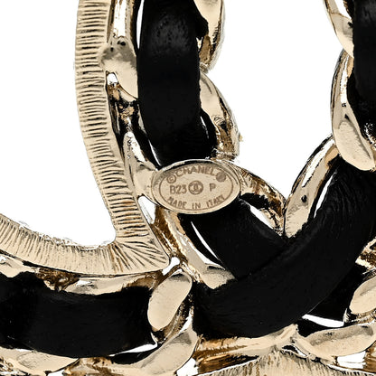 Chanel Lambskin Crystal CC Chain Brooch Black Gold 3 of 4