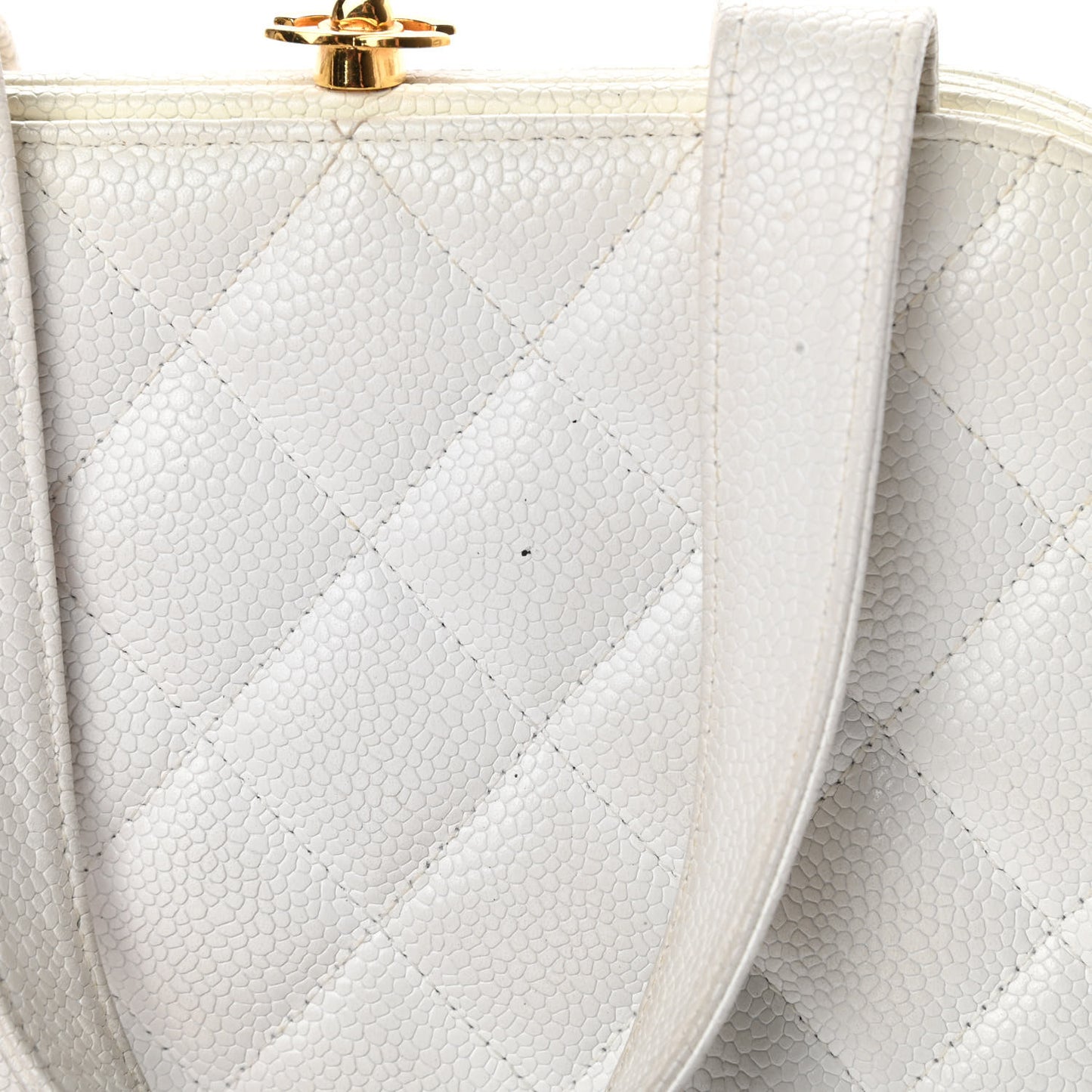 Caviar Quilted Kisslock Frame Bag White