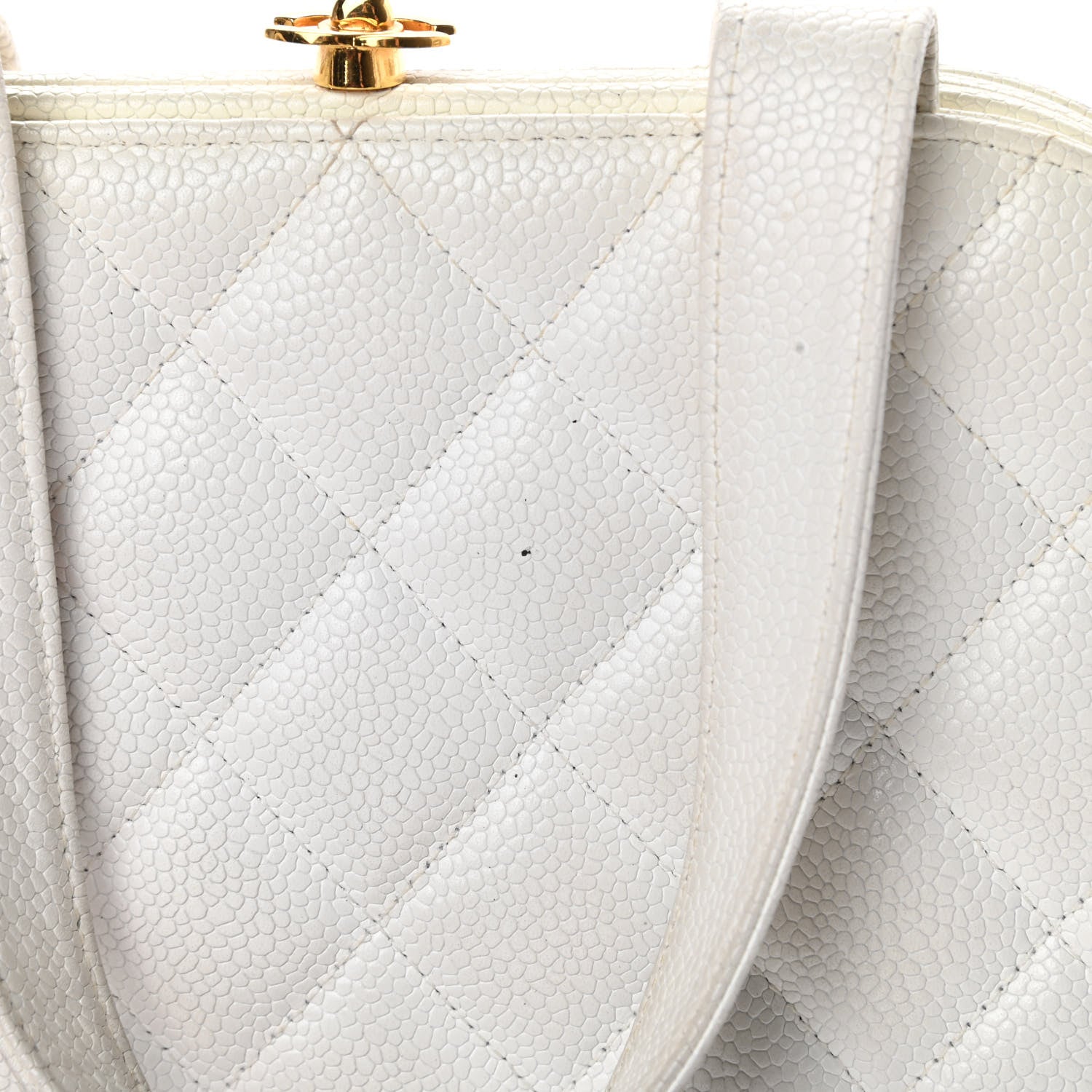 Chanel Caviar Quilted Kisslock Frame Bag White 16 of 18