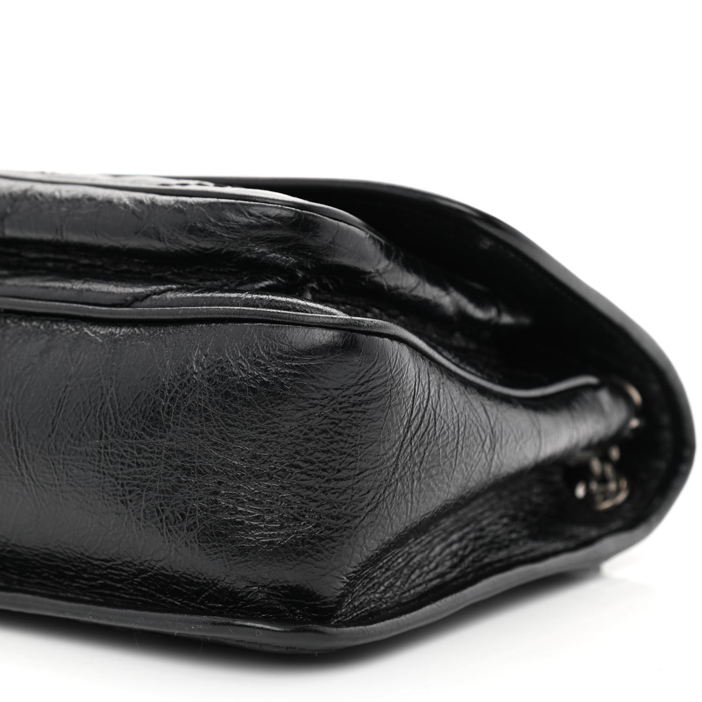 Crinkled Lambskin Matelasse Monogram Baby Niki Chain Satchel Black