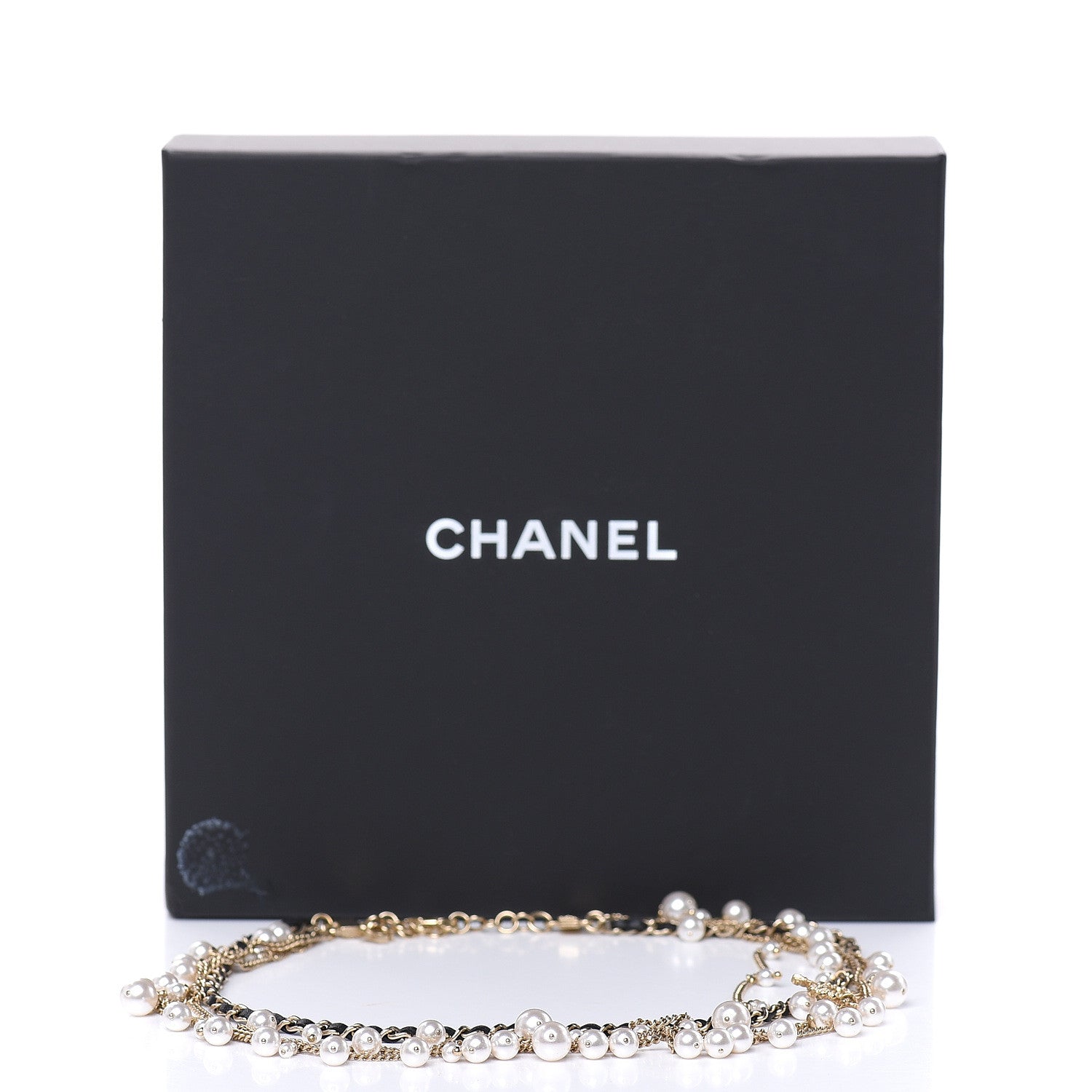 Chanel Pearl Crystal Lambskin CC Short Multi Strand Necklace Light Gold Black 5 of 5