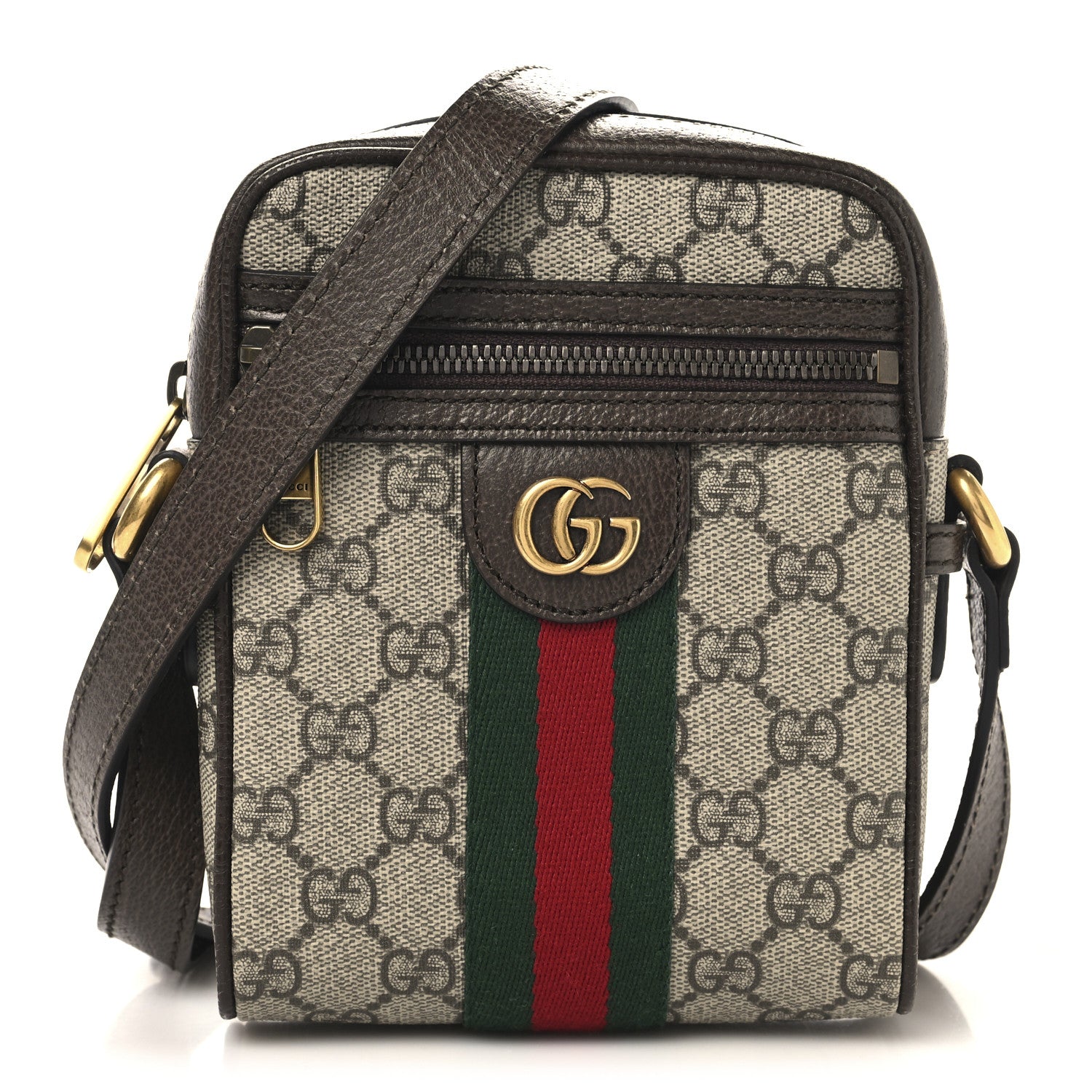 Gucci GG Supreme Monogram Web Mini Ophidia Messenger Brown 1 of 11