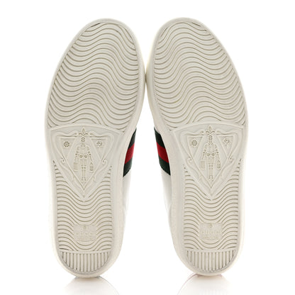 Gucci Calfskin Ayers Bee Embroidered Womens Ace Sneakers 37 White Green 6 of 10