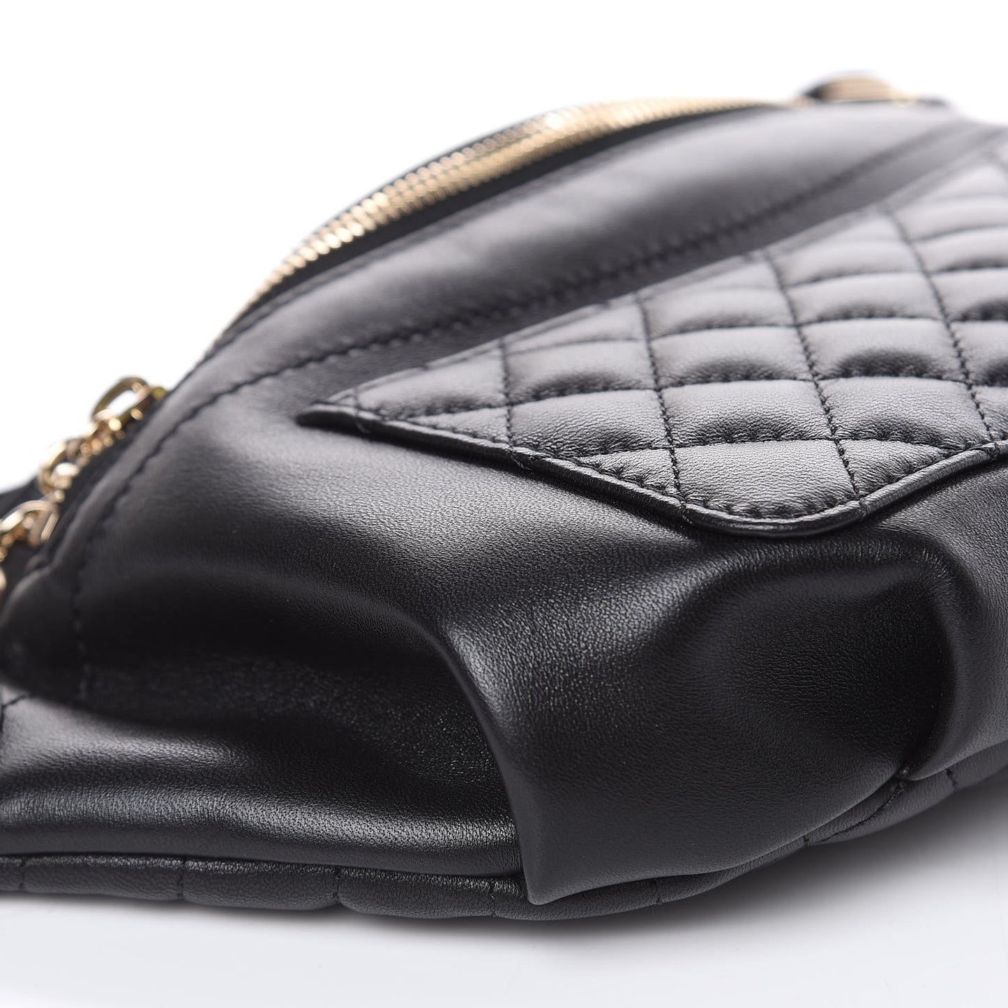 Lambskin Quilted Waist Bag Fanny Pack Black