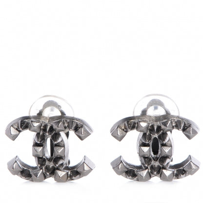 Chanel Ruthenium CC Spike Clip On Earrings 1 of 13