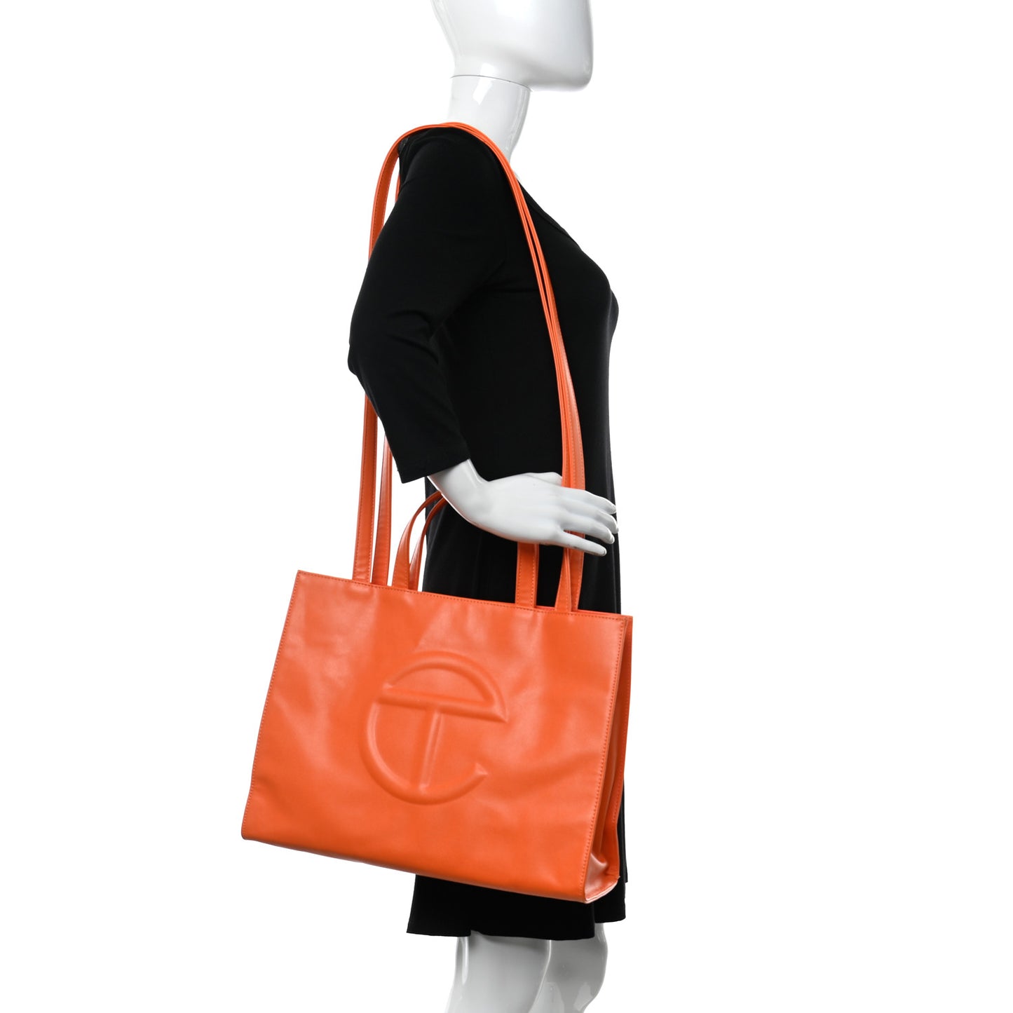 Vegan Leather Medium Shopping Bag Orange