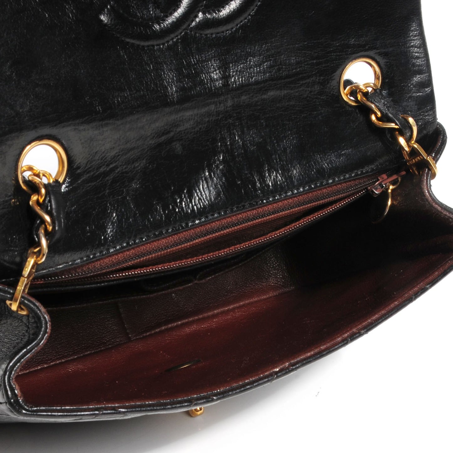 Lambskin Quilted Mini Square Flap Black
