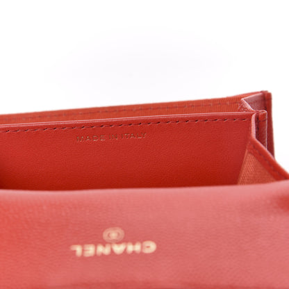 Chanel Caviar Quilted Flap Card Holder Wallet Red 8 of 9