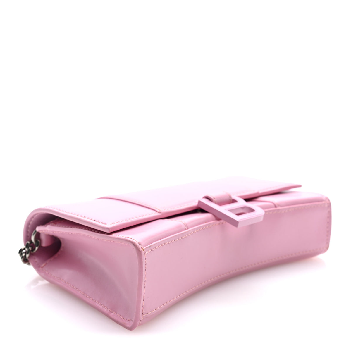 Shiny Box Calfskin Tonal B Hourglass Chain Bag Candy Pink
