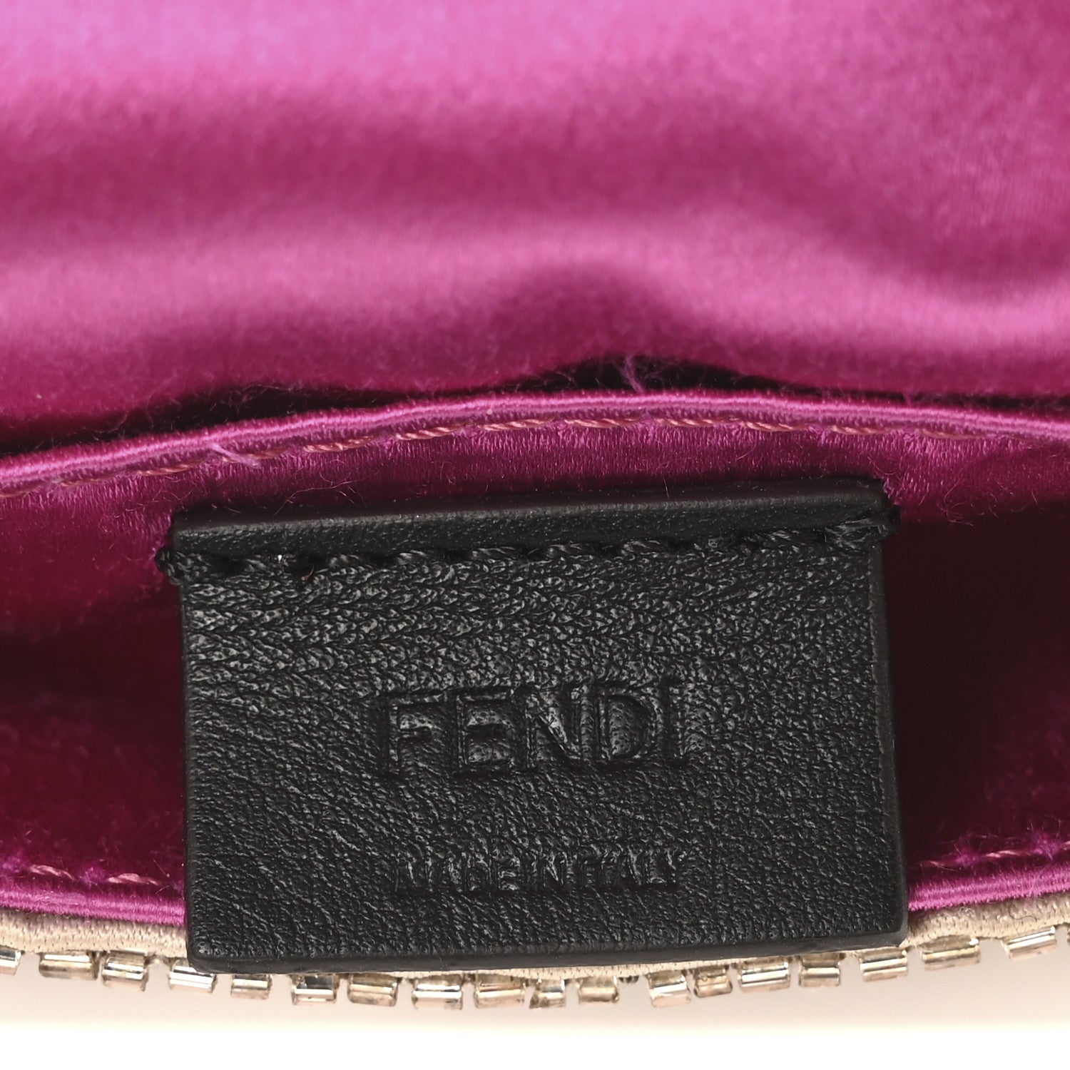 Fendi Sequin Paillettes Shiny Nappa Sex and the City Nano Maxi Buckle Baguette Charm Tortora 6 of 11