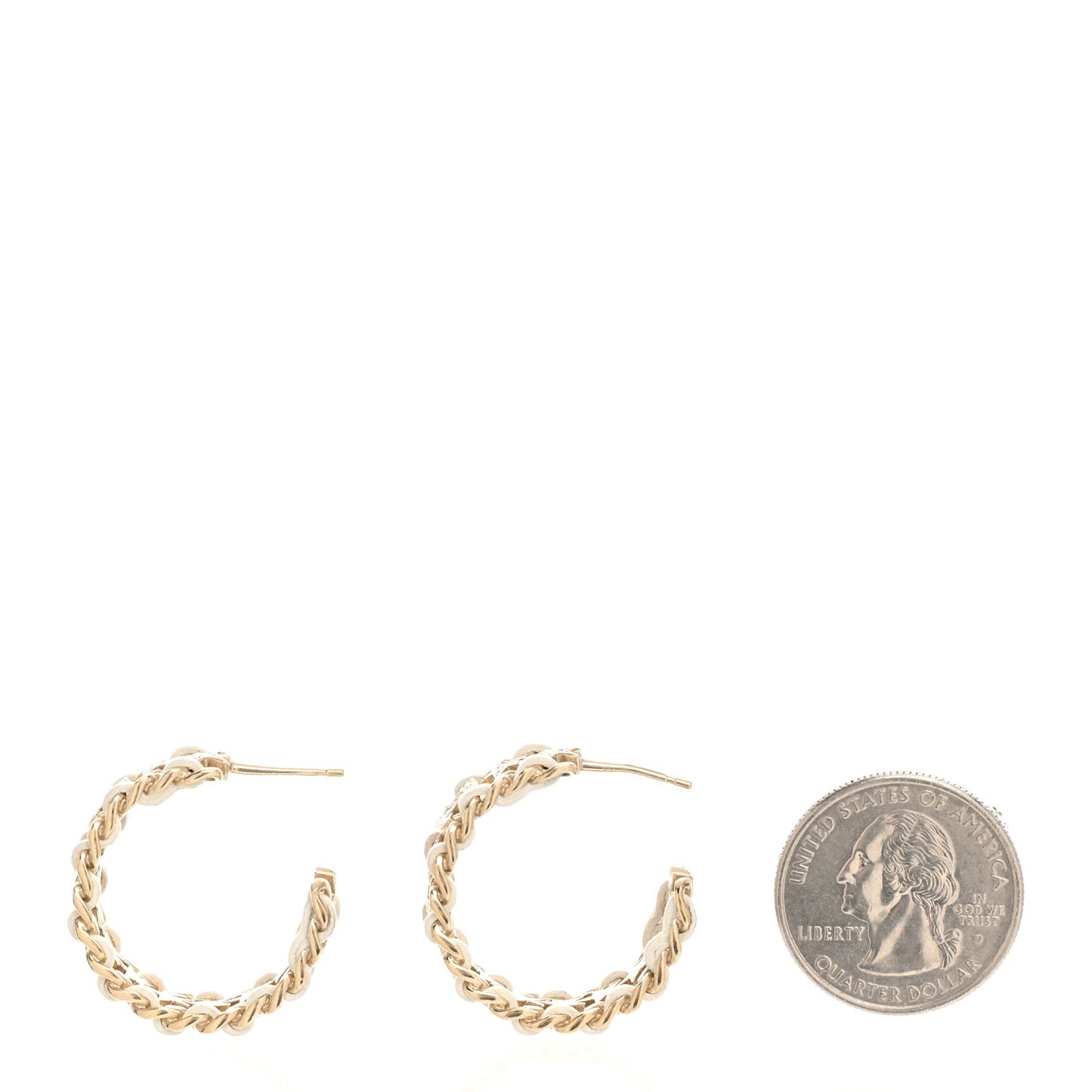 Lambskin Crystal Star Chain Hoop Earrings Gold White
