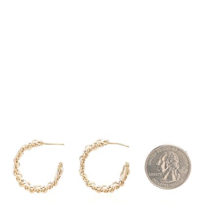 Chanel Lambskin Crystal Star Chain Hoop Earrings Gold White 2 of 4