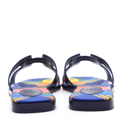 Hermes Calfskin Oran Sandals 36.5 Bleu 6 of 13