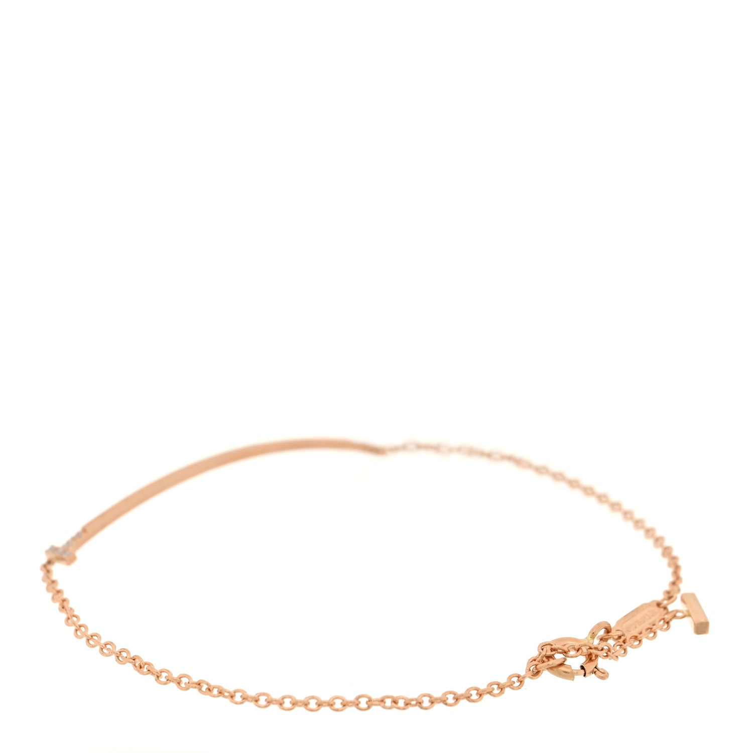 Tiffany 18K Rose Gold Diamond Mini T Smile Bracelet 2 of 4