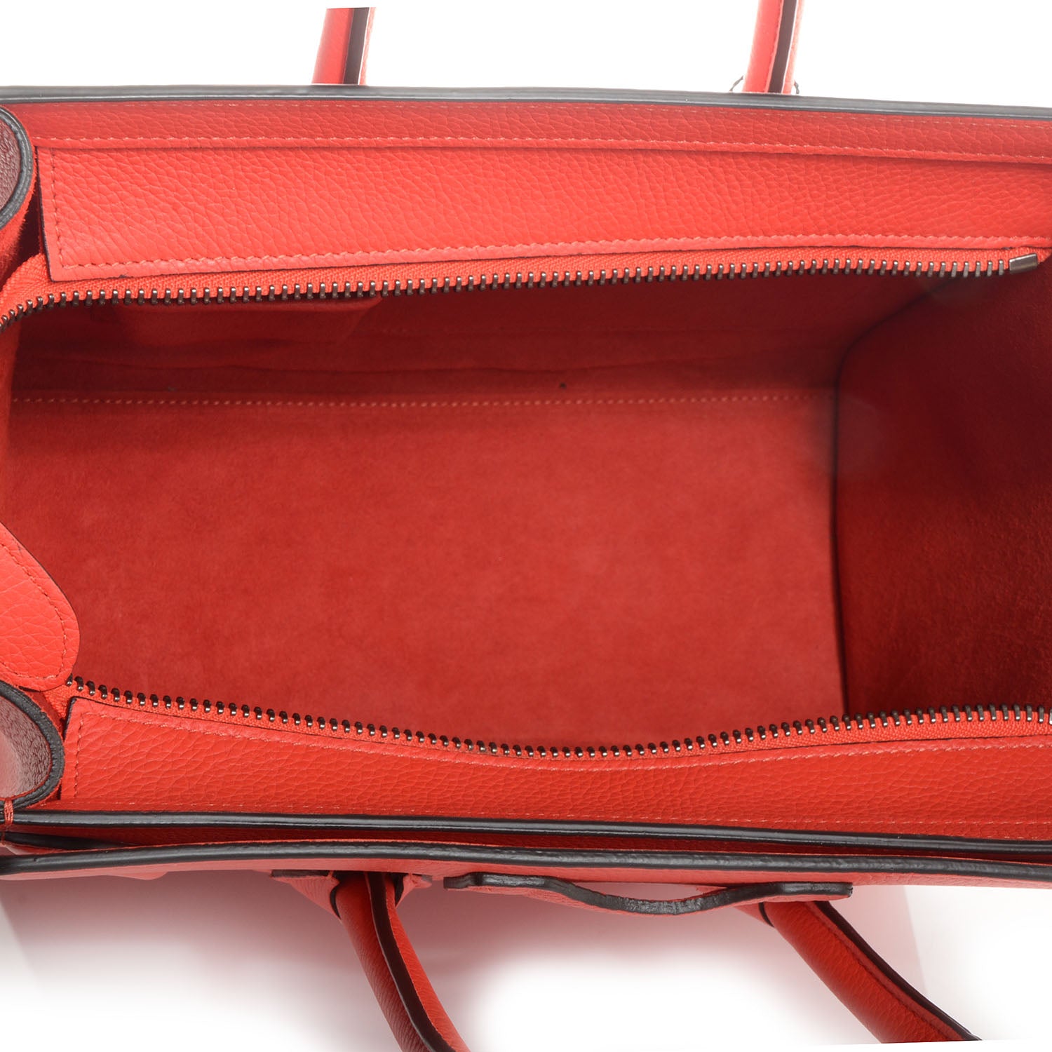 Celine Drummed Leather Micro Luggage Vermillion 5 of 9