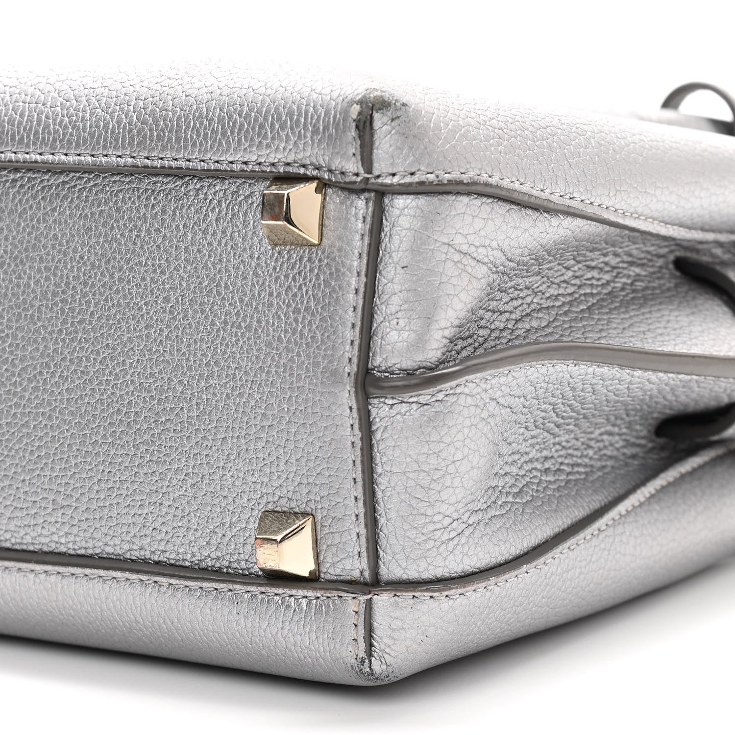 MCM Metallic Grained Calfskin Mini Milla Tote Spike Silver 10 of 11
