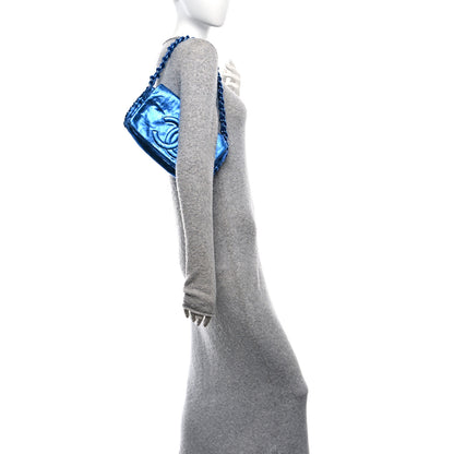 Chanel Metallic Cracked Calfskin Modern Chain Flap Bag Blue 2 of 11