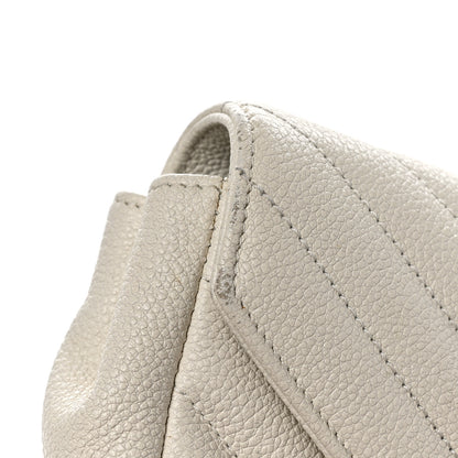 Saint Laurent Grained Calfskin Matelassé Chevron Monogram Classic Baby Chain Bag White 11 of 12