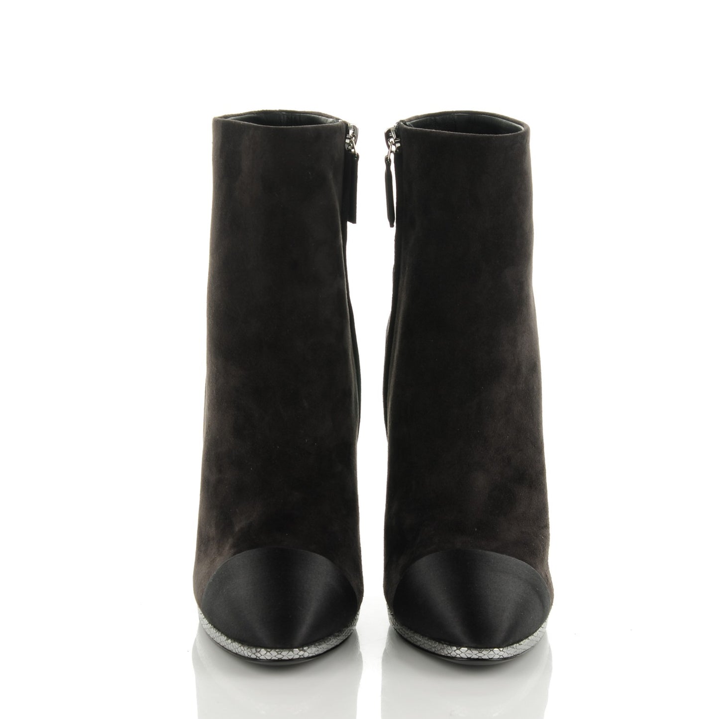 Suede Calfskin Satin Short Boots 40 Dark Grey