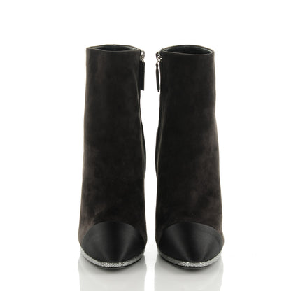 Chanel Suede Calfskin Satin Short Boots 40 Dark Grey 2 of 9
