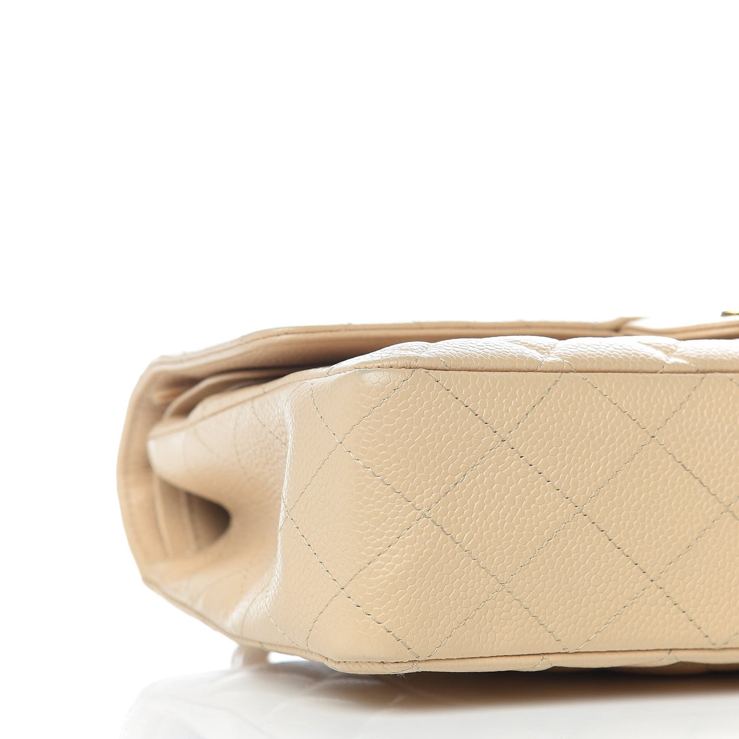 Caviar Quilted Medium Double Flap Beige Clair