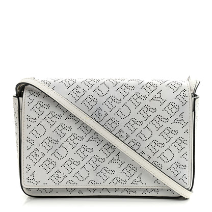 Burberry Calfskin Perforated Hampshire Crossbody Chalk White 1 of 8