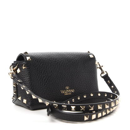 Valentino Garavani Pebbled Calfskin Mini Rockstud Crossbody Bag Black 3 of 9