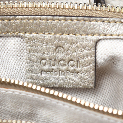 Gucci Metallic Pebbled Calfskin Medium Bamboo Shopper Tote Golden Beige 6 of 7