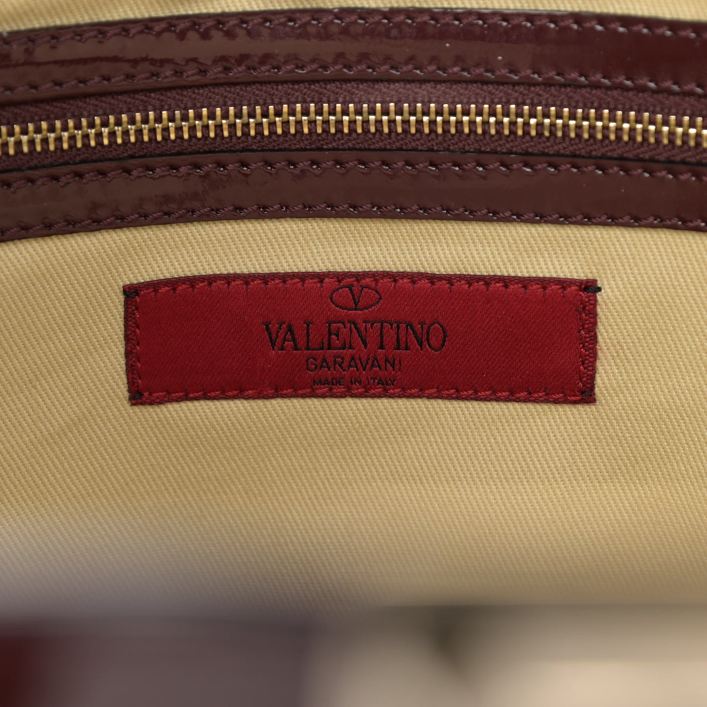 Patent Small Rockstud Double Handle Tote Rubin