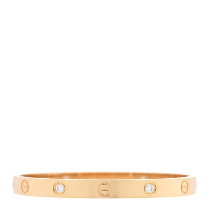 Cartier 18K Yellow Gold 4 Diamond LOVE Bracelet 17 2 of 7