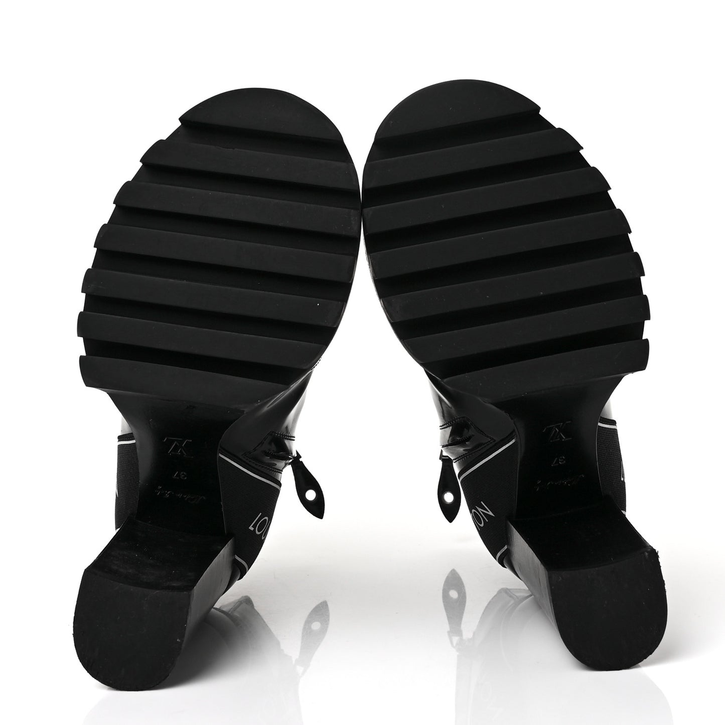 Glazed Calfskin Star Trail Ankle Boots 37 Black