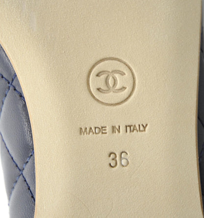 Chanel Quilted Leather CC Ballet Flats 36 Navy 6 of 8
