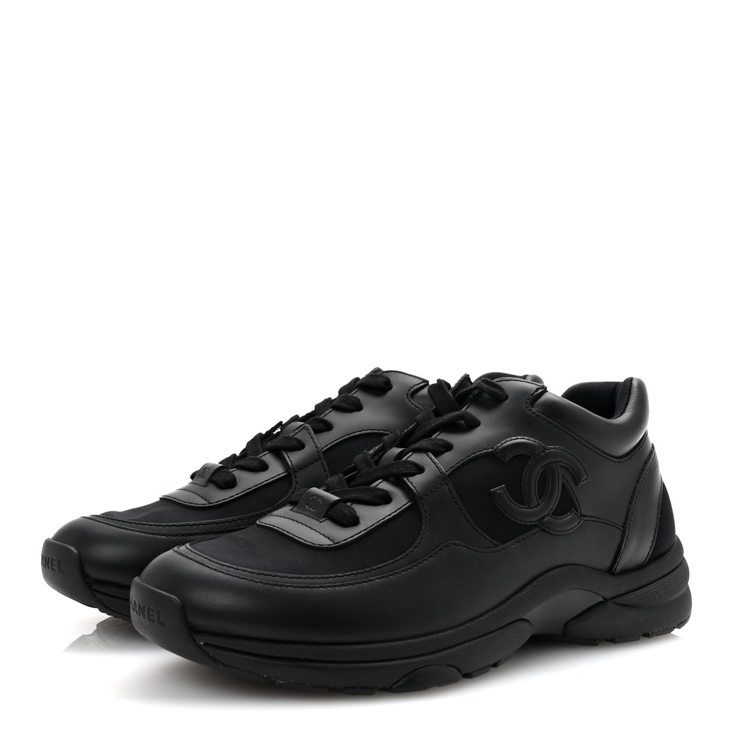 Lambskin Fabric CC Sneakers 39 Black
