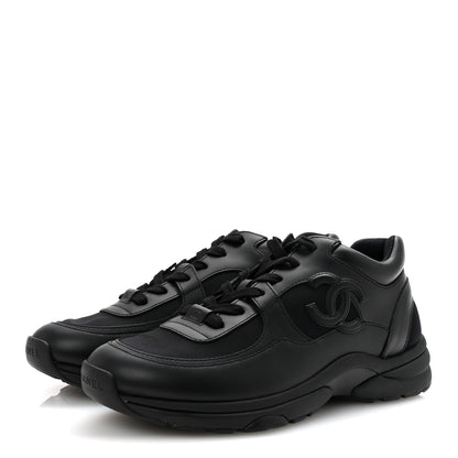Chanel Lambskin Fabric CC Sneakers 39 Black 4 of 9