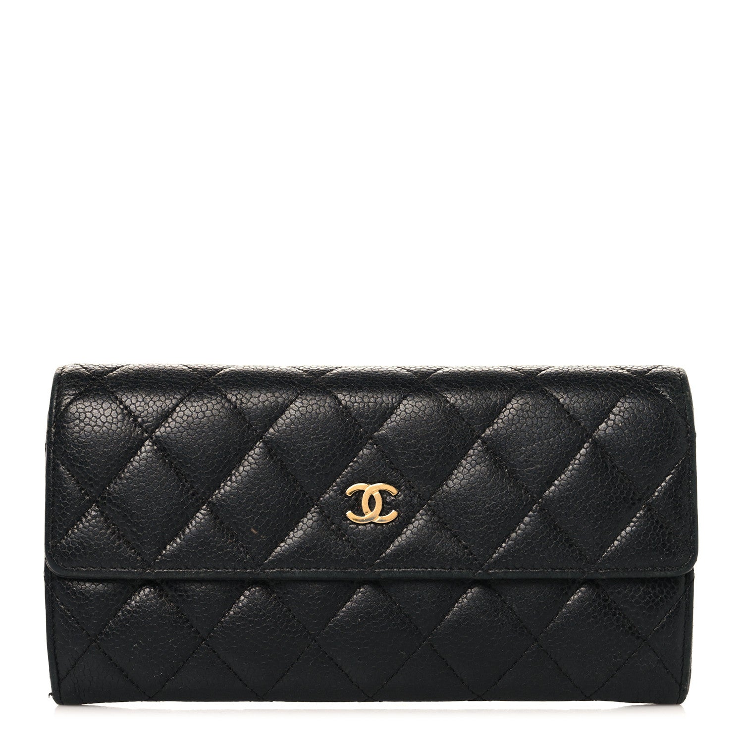 Chanel Caviar Quilted Large Gusset Flap Wallet Black 1 of 8