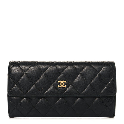 Chanel Caviar Quilted Large Gusset Flap Wallet Black 1 of 8