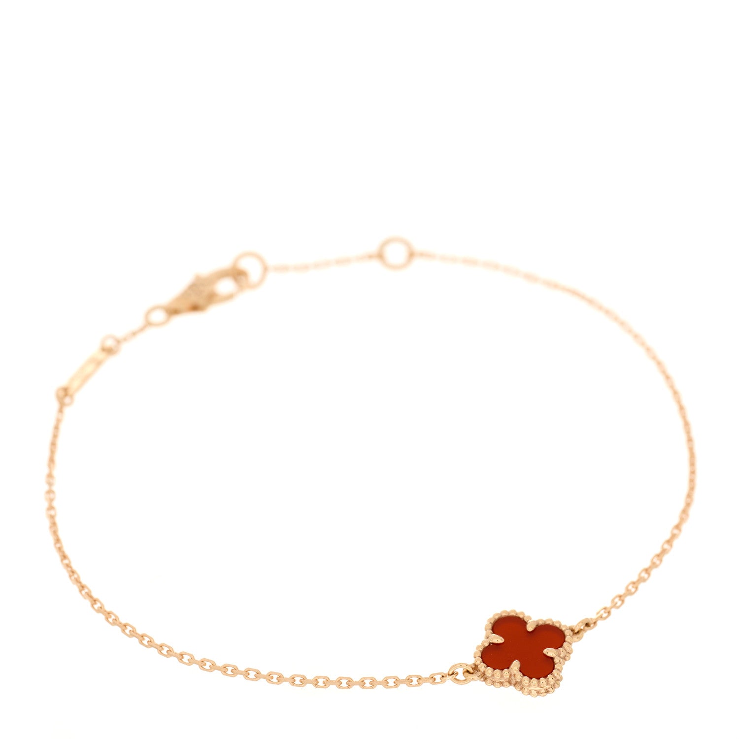 Van Cleef & Arpels 18K Rose Gold Carnelian Sweet Alhambra Bracelet 1 of 5