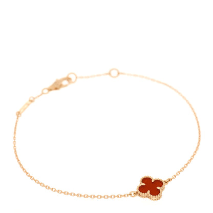 Van Cleef & Arpels 18K Rose Gold Carnelian Sweet Alhambra Bracelet 1 of 5