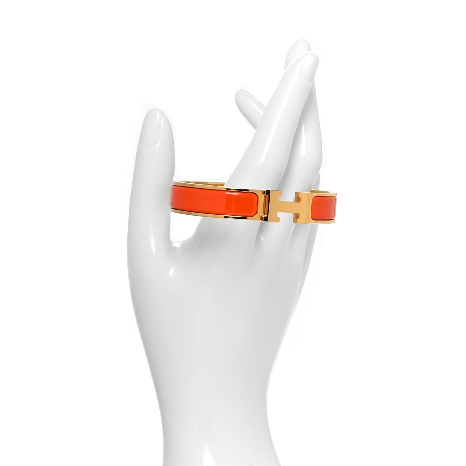 Hermes Enamel Narrow Clic Clac H Bracelet GM Orange 2 of 5