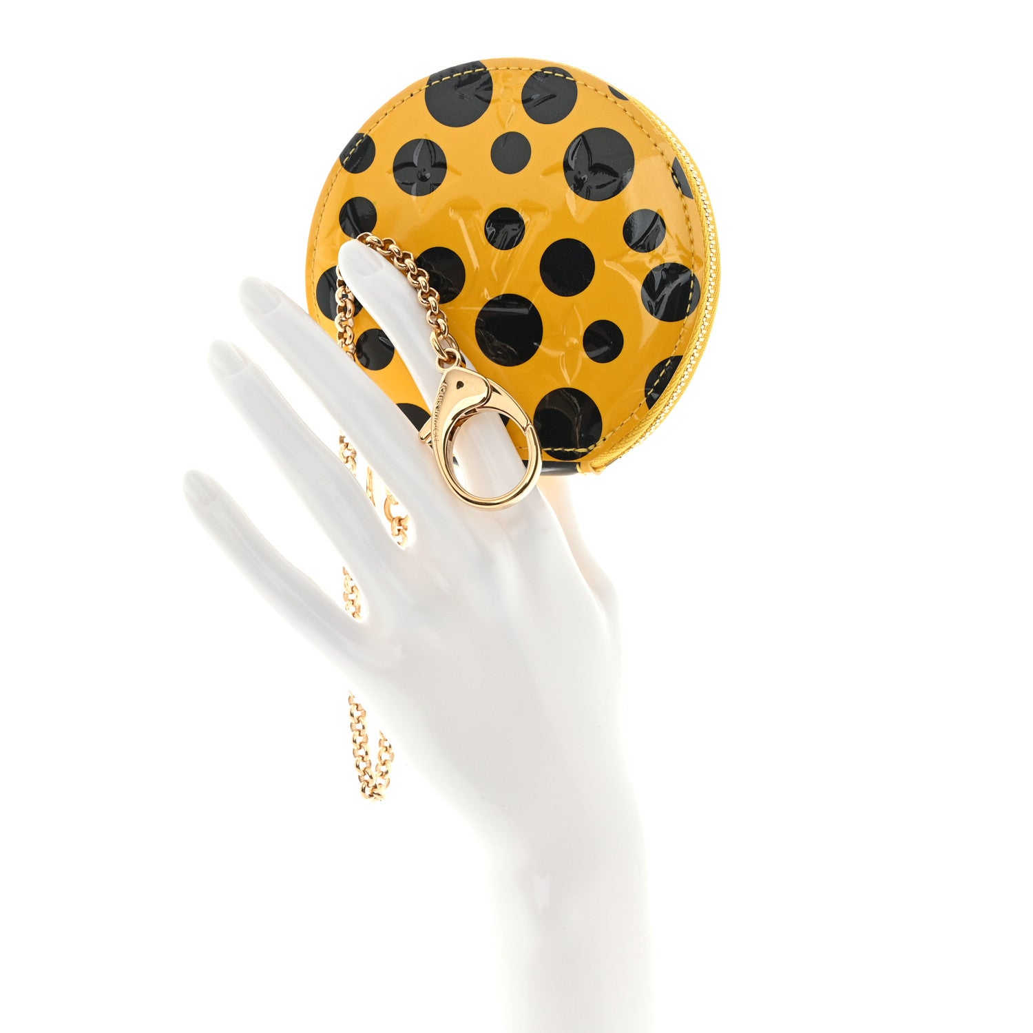 Louis Vuitton Vernis Kusama Infinity Dots Chapeau Coin Purse Yellow 2 of 9